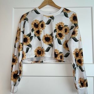 White Sunflower Crop Top